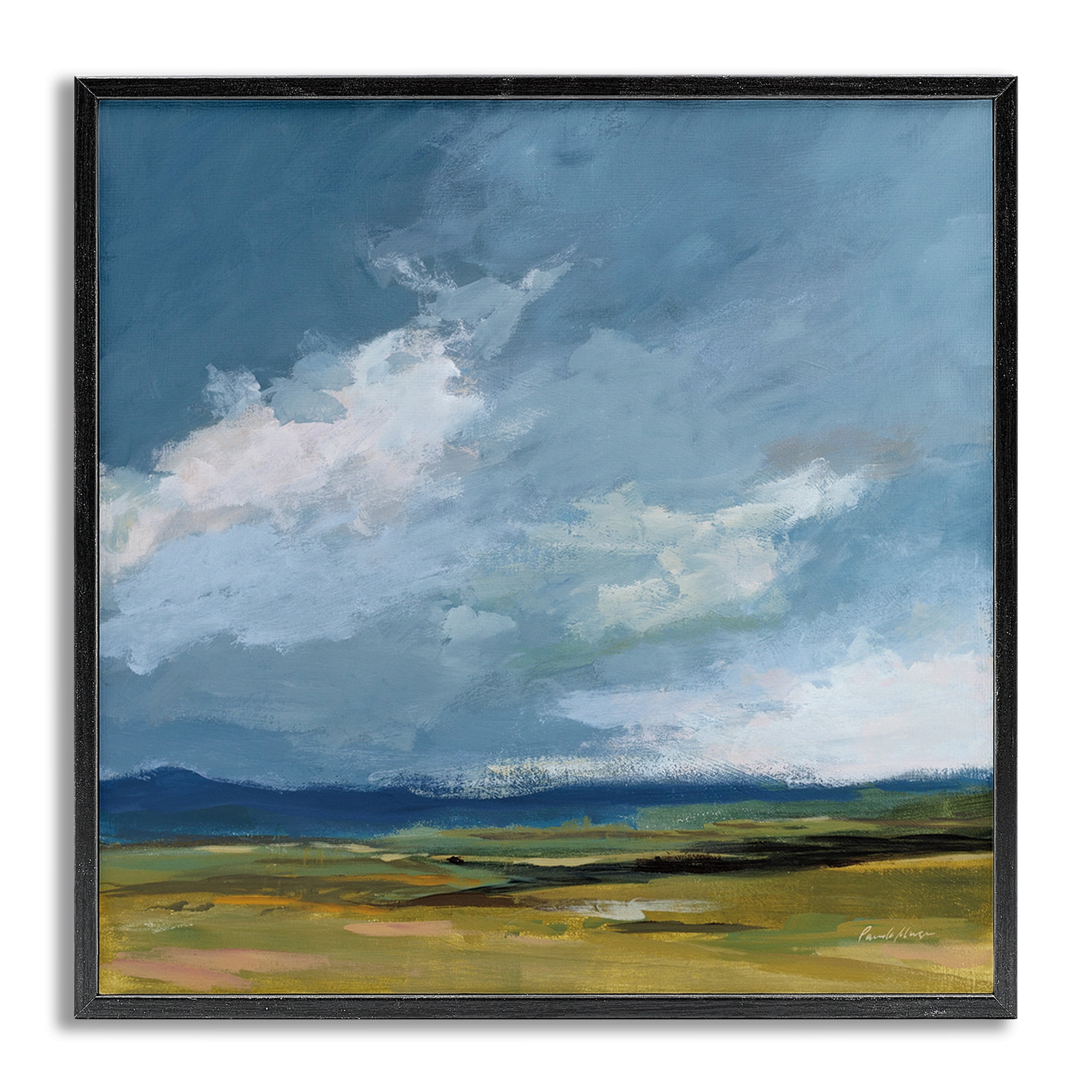 Stupell Industries August Storm Landscape Landscape Painting Gray Framed Art Print Wall Art, 17 x 17