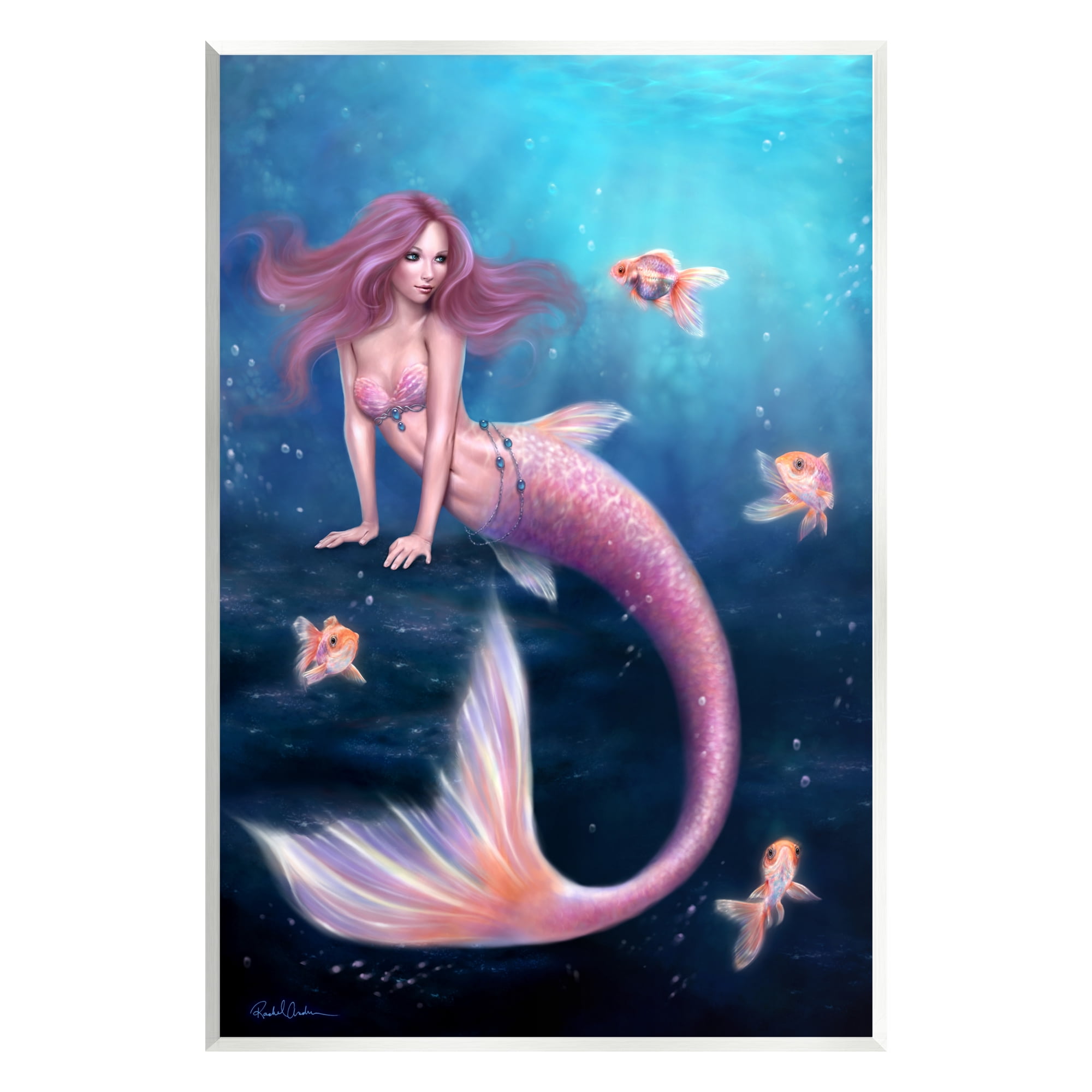 Stupell Industries Aurelia Mermaid in Sea Fairy Tales & Fantasy Painting Unframed Art Print Wall Art, 10 x 15