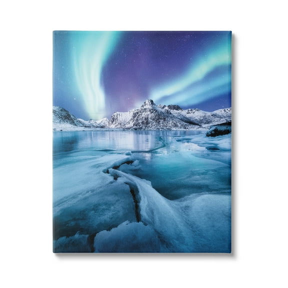 Stupell Industries Aurora Glaciers Photography Landscape Photography Gallery Wrapped Canvas Art Print Wall Art, 16 x 20