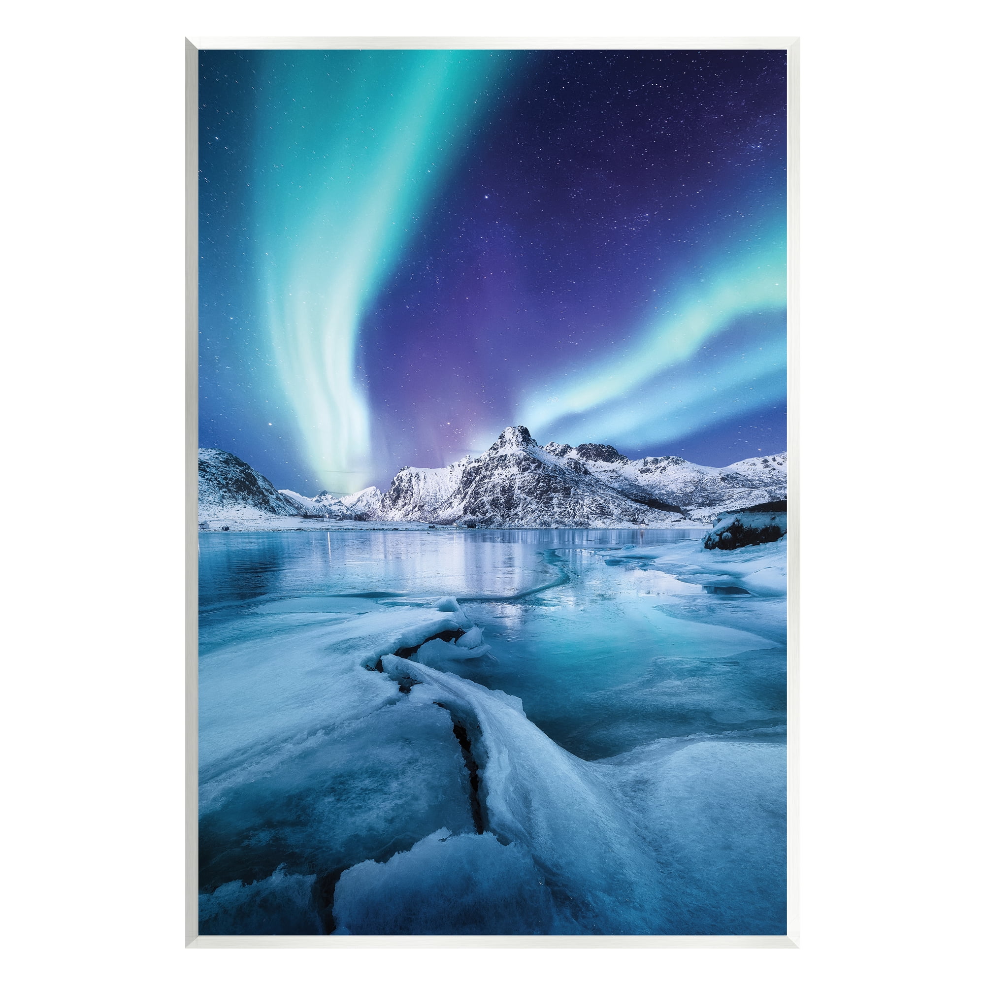Stupell Industries Aurora Glaciers Photography Landscape Photography Unframed Art Print Wall Art, 10 x 15