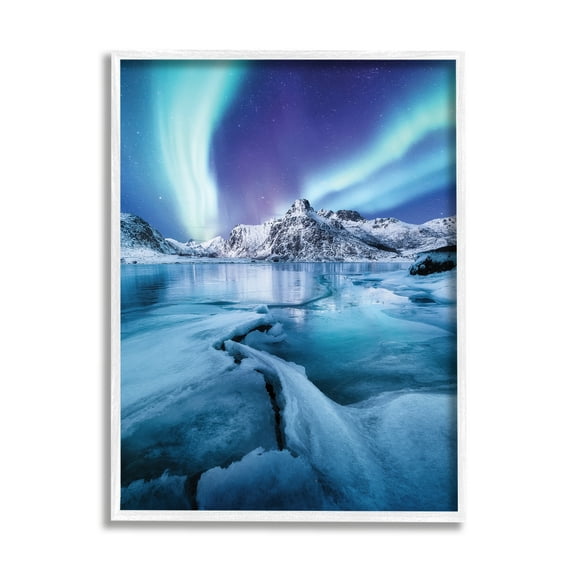 Stupell Industries Aurora Glaciers Photography Landscape Photography White Framed Art Print Wall Art, 11 x 14