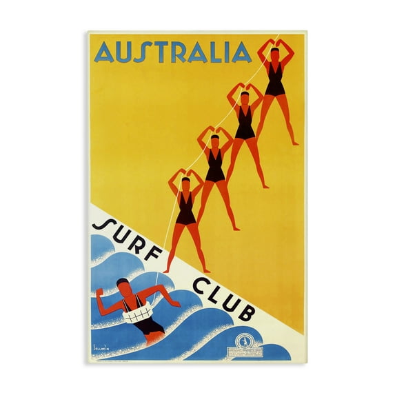 Stupell Industries Australia Surf Club Canvas Wall Art design by Marcus Jules, 24 x 16