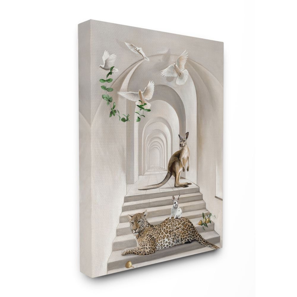 Stupell Industries Australian Animals in Organic Architecture Kangaroo Doves Canvas Wall Art Design by Urban Road, 16" x 20"