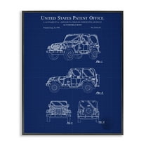 Stupell Industries Automobile Body Blueprint Transportation Painting Black Framed Art Print Wall Art, 11 x 14