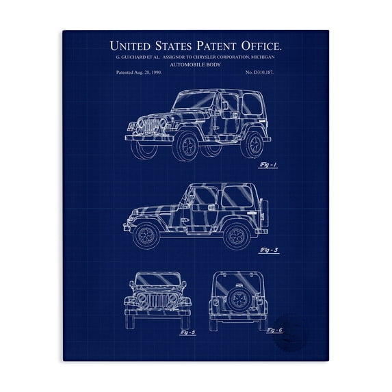 Stupell Industries Industrial Automobile Body Blueprint Canvas Art, 36 x 48, by Karl Hronek