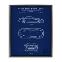 Stupell Industries Automobile Patent Blueprint Transportation Painting Black Floater Framed Art Print Wall Art, 17 x 21