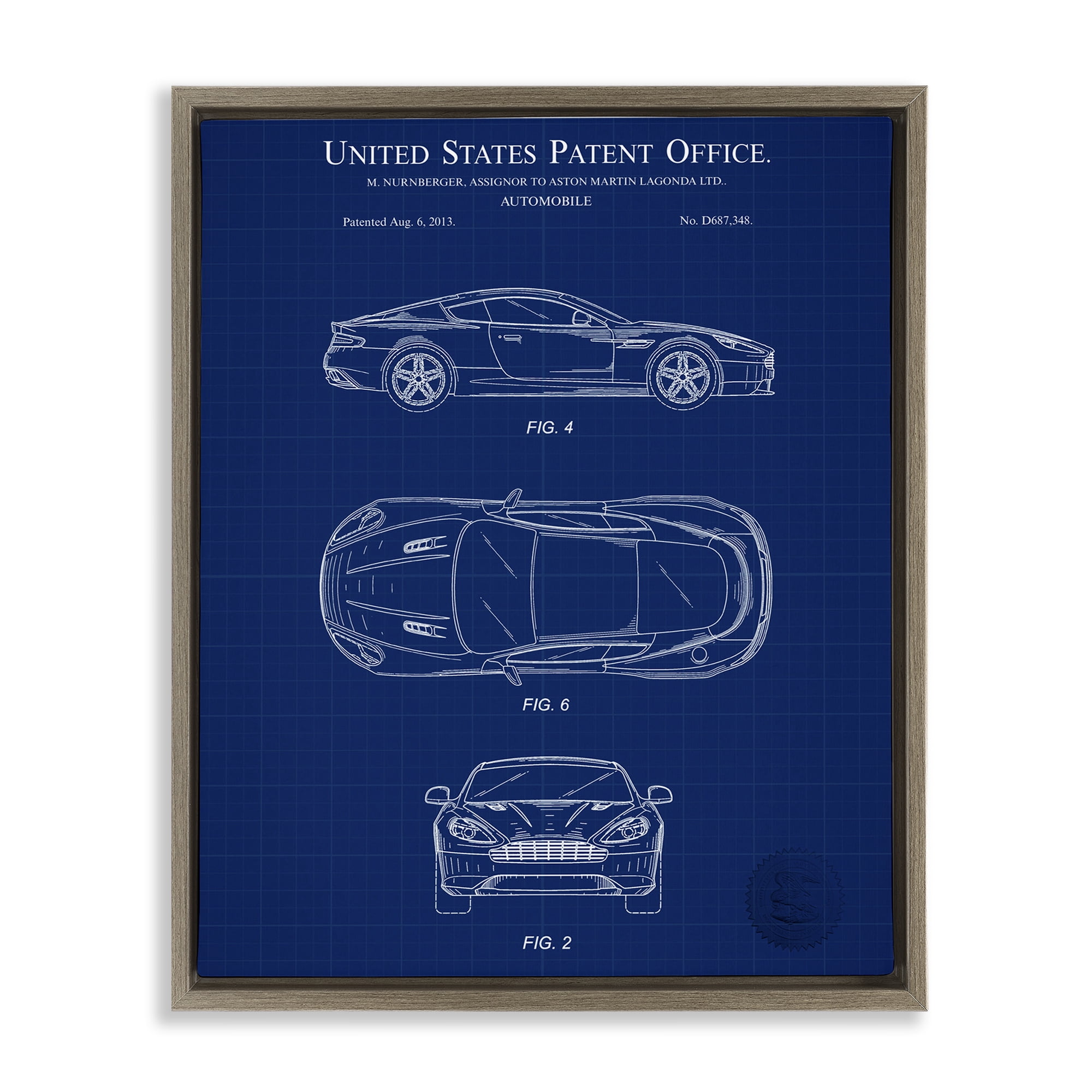 Stupell Industries Automobile Patent Blueprint Transportation Painting Brown Floater Framed Art Print Wall Art, 25 x 31