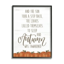 Stupell Industries Autumn Awakened Phrase Inspirational Painting Black Framed Art Print Wall Art, 11 x 14