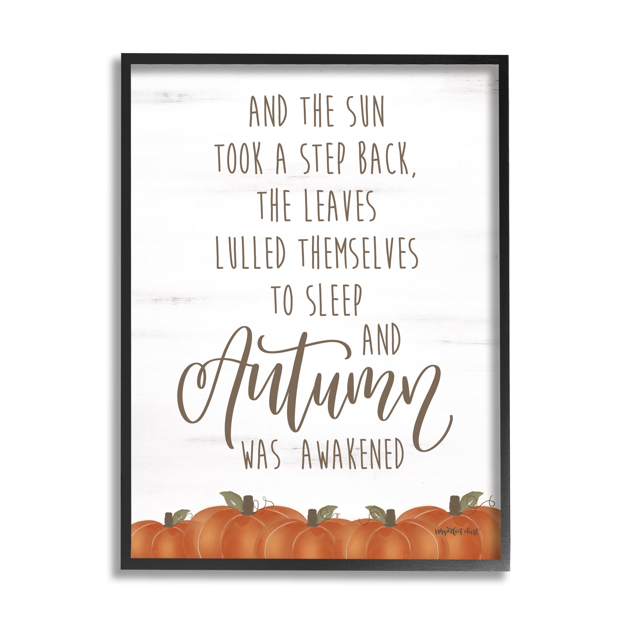 Stupell Industries Autumn Awakened Phrase Inspirational Painting Black Framed Art Print Wall Art, 16 x 20
