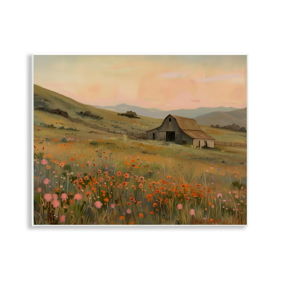 Stupell Industries Autumn Barn Pastoral View Landscape & Nature Painting Unframed Art Print Wall Art, 14 x 11