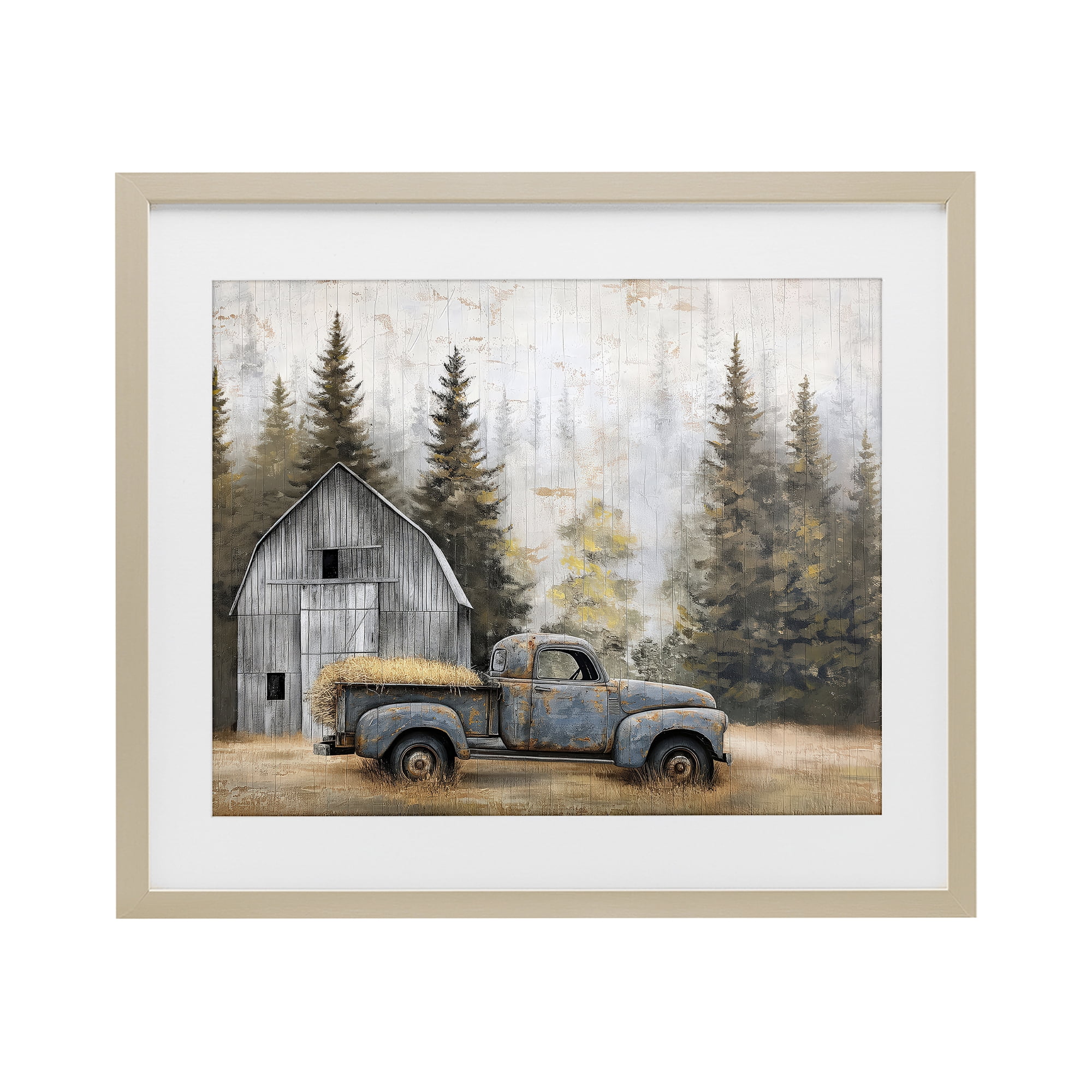 Stupell Industries Autumn Barn & Pine Forest Birch Framed Print Under Glass, design by Imagine It Images