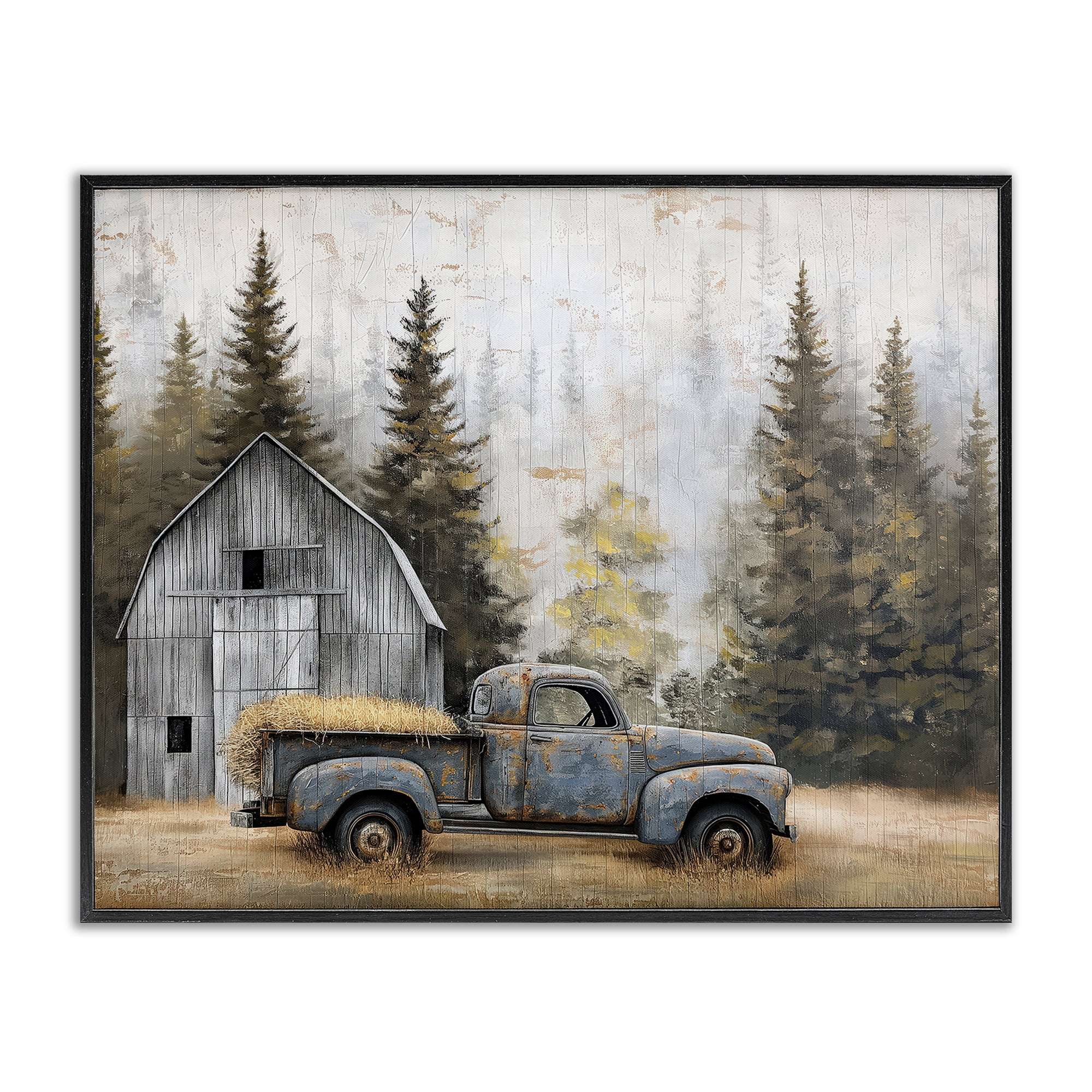 Stupell Industries Autumn Barn & Pine Forest Black Framed Giclee Art, design by Imagine It Images