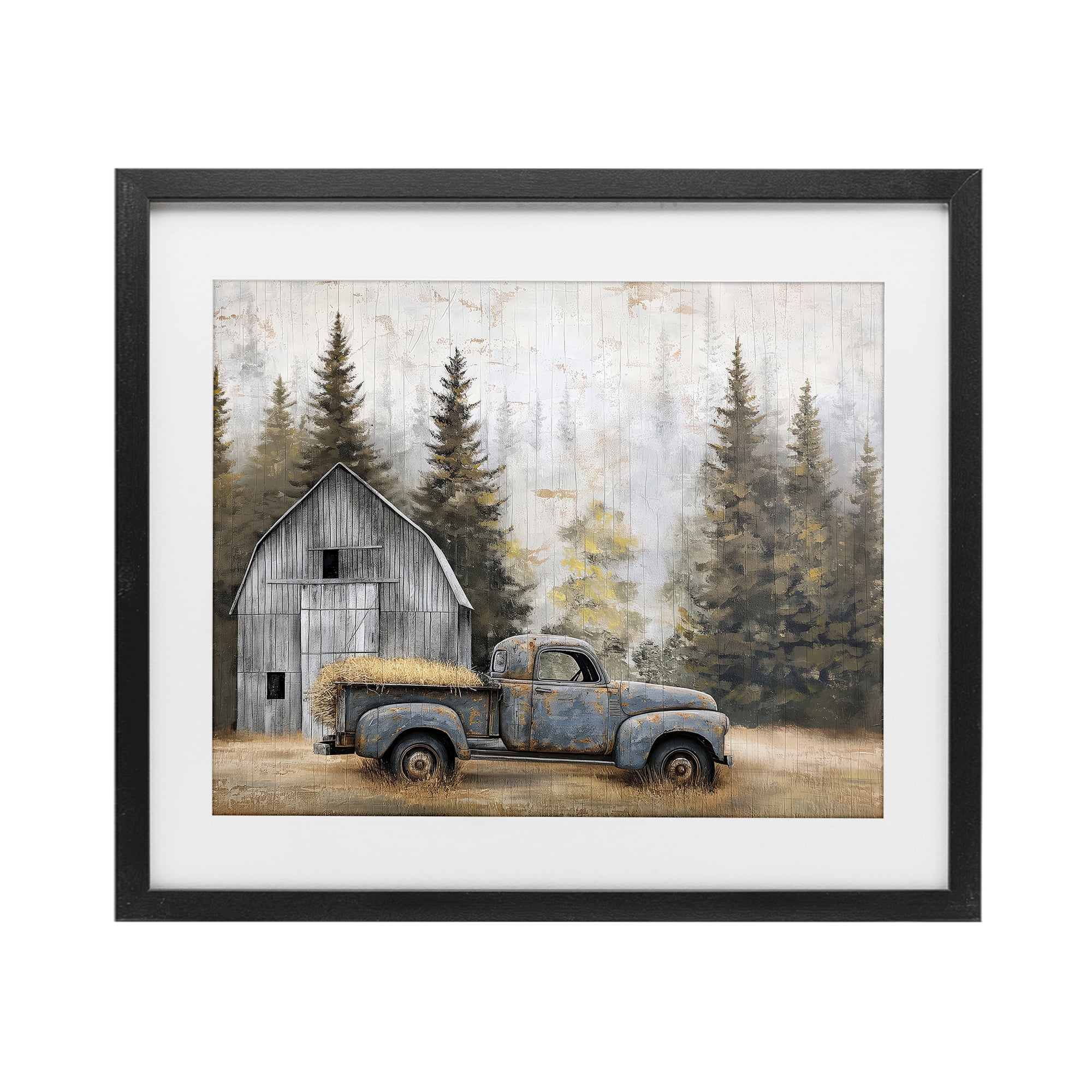 Stupell Industries Autumn Barn & Pine Forest Black Framed Print Under Glass, design by Imagine It Images