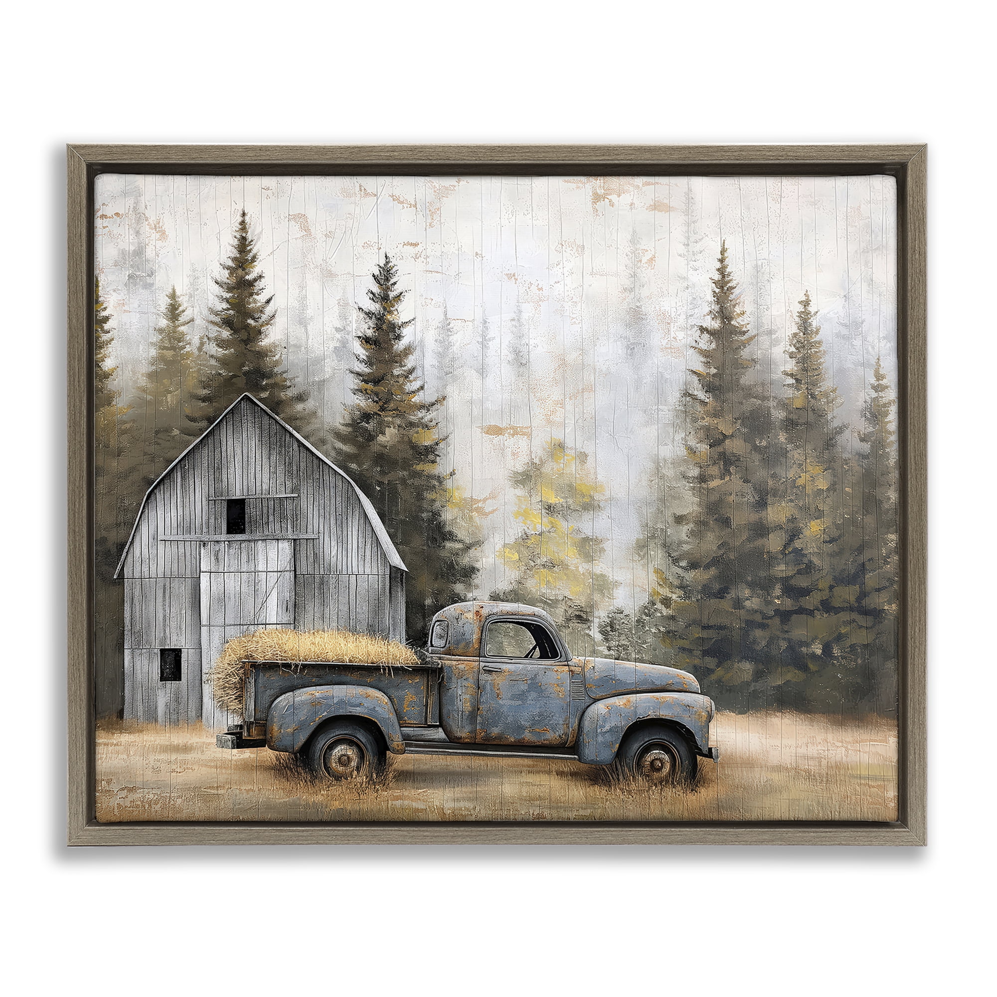 Stupell Industries Autumn Barn & Pine Forest Brown Framed Floater Canvas Wall Art, design by Imagine It Images