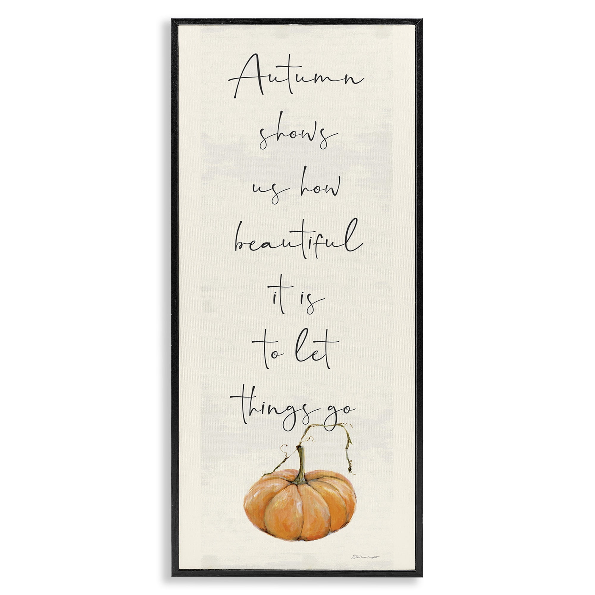 Stupell Industries Autumn Beauty Inspirational Phrase Holiday Painting Black Framed Art Print Wall Art, 13 x 30