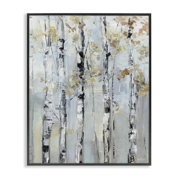 Stupell Industries Autumn Birch Abstraction Abstract Painting Black Framed Art Print Wall Art, 11 x 14