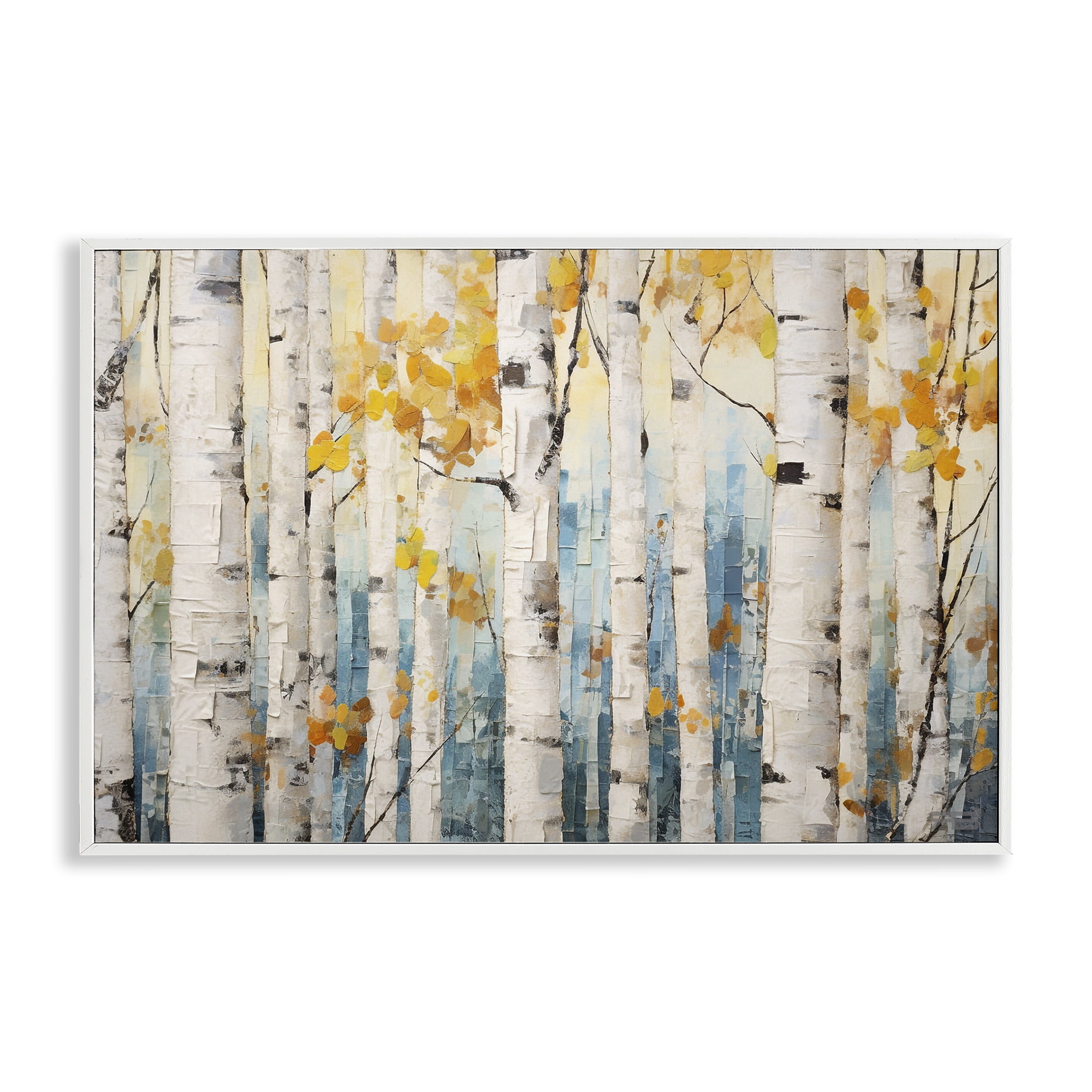Stupell Industries Autumn Birch Forest Landscape Painting White Framed Art Print Wall Art, 30 x 20