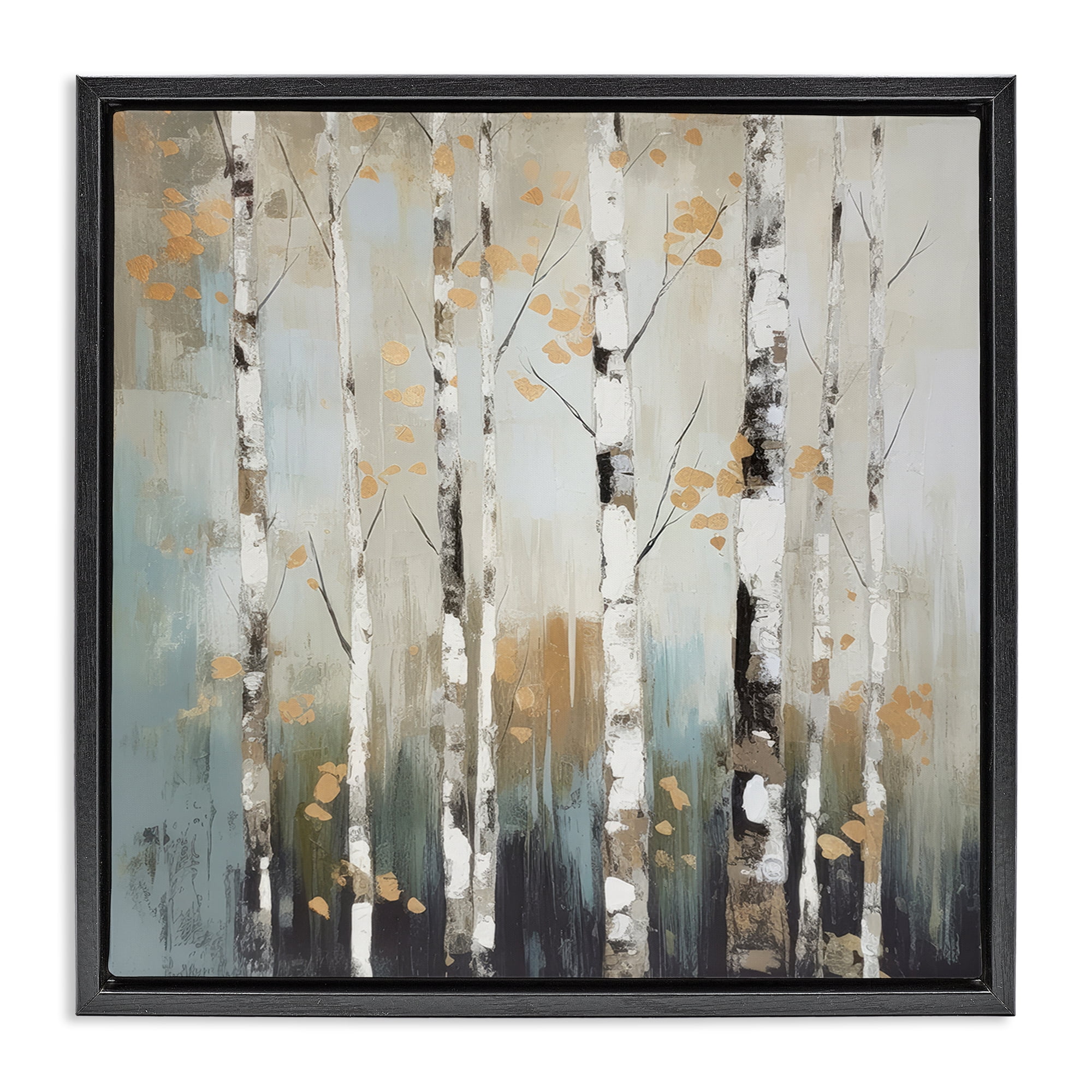 Stupell Industries Autumn Birch Impressions Landscape & Nature Painting Black Floater Framed Canvas Art Print Wall Art, 18 x 18