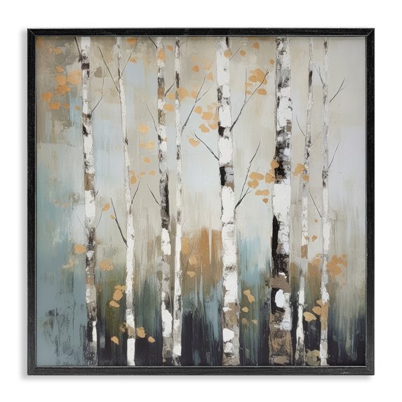 Stupell Industries Autumn Birch Impressions Landscape & Nature Painting Black Framed Art Print Wall Art, 12 x 12