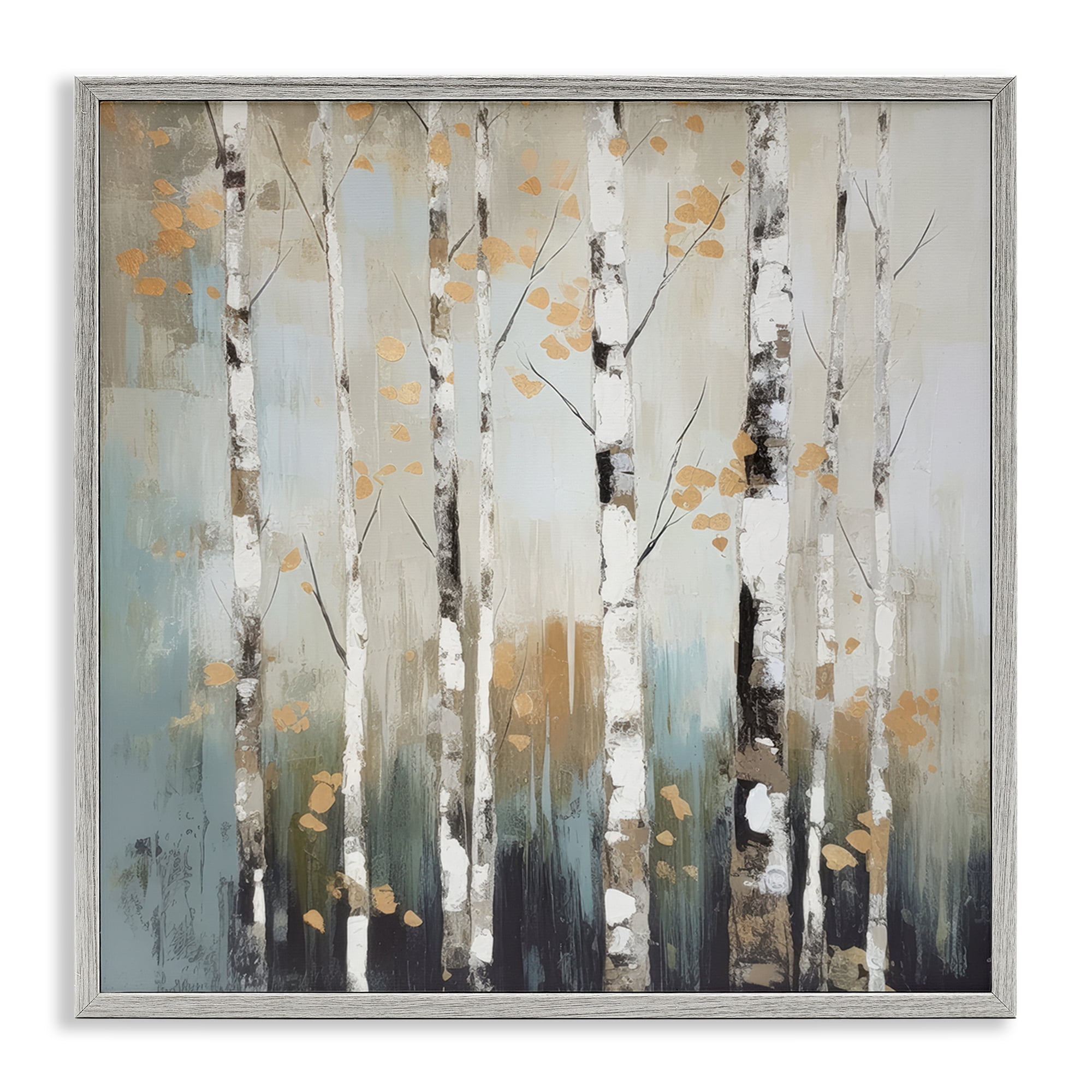 Stupell Industries Autumn Birch Impressions Landscape & Nature Painting Gray Framed Art Print Wall Art, 17 x 17