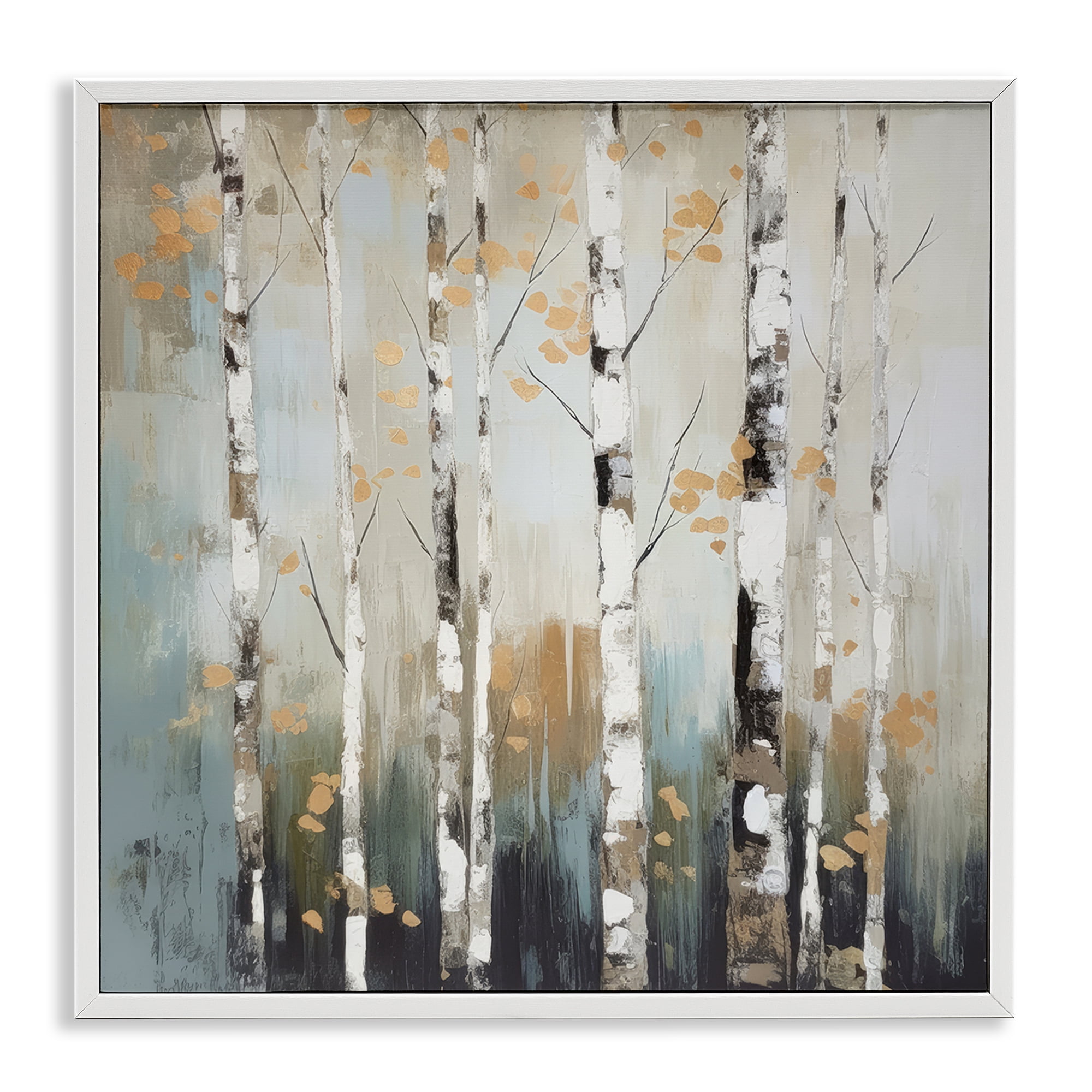 Stupell Industries Autumn Birch Impressions Landscape & Nature Painting White Framed Art Print Wall Art, 12 x 12