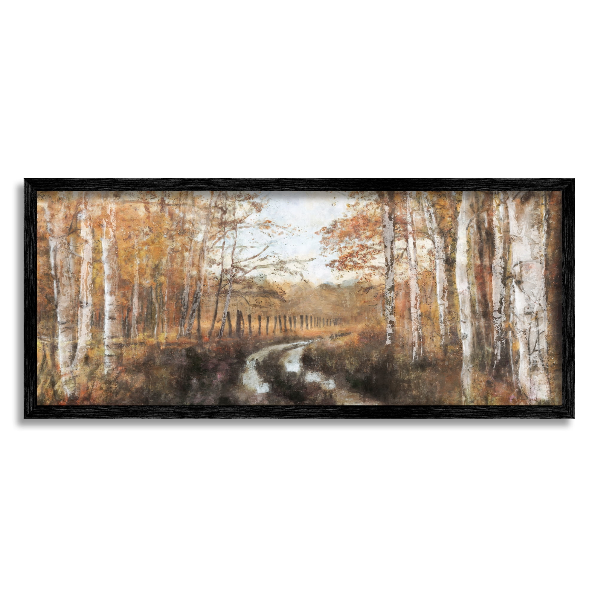 Stupell Industries Autumn Birch Tree Grove Scenery Landscape Painting Black Framed Art Print Wall Art