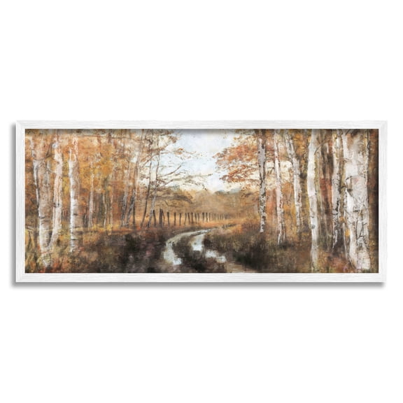 Stupell Industries Autumn Birch Tree Grove Scenery Landscape Painting White Framed Art Print Wall Art