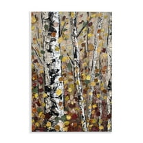 Autumn Birch Trees Abstract Leaves Wall Plaque Art, 13 x 19, Made In USA