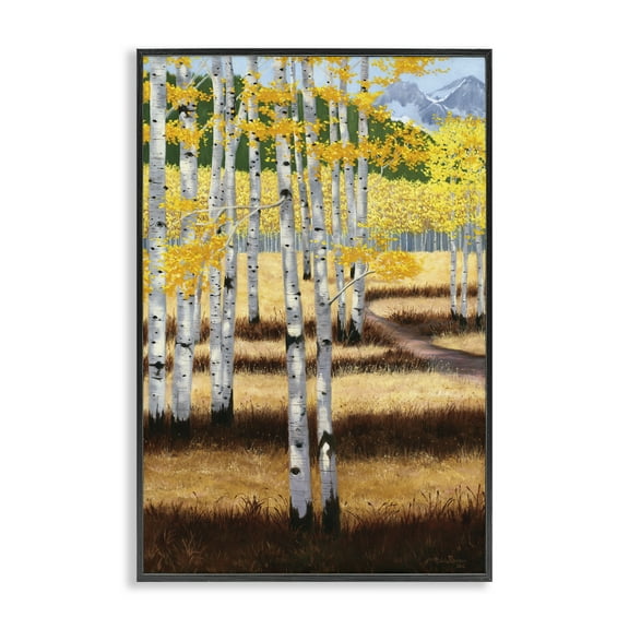 Stupell Industries Autumn Birch Trees Field Black Framed Giclee Art design by Julie Peterson, 24 x 16