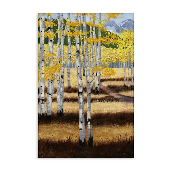 Stupell Industries Autumn Birch Trees Field Canvas Wall Art design by Julie Peterson, 24 x 16