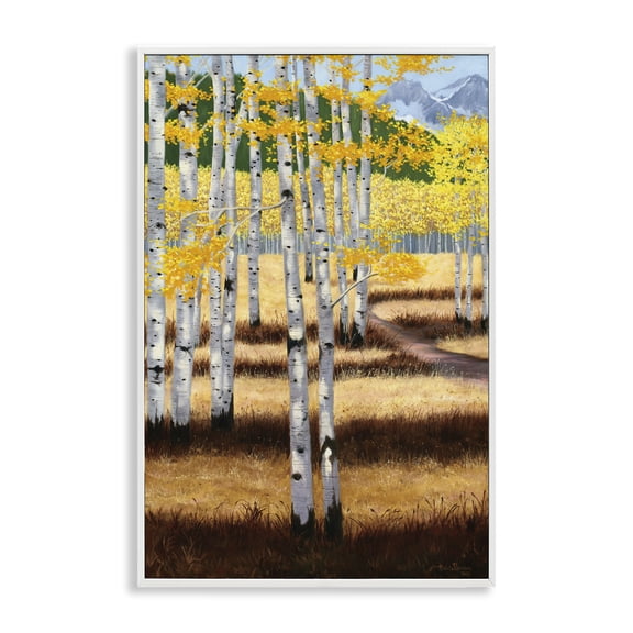 Stupell Industries Autumn Birch Trees Field White Framed Giclee Art design by Julie Peterson, 30 x 20
