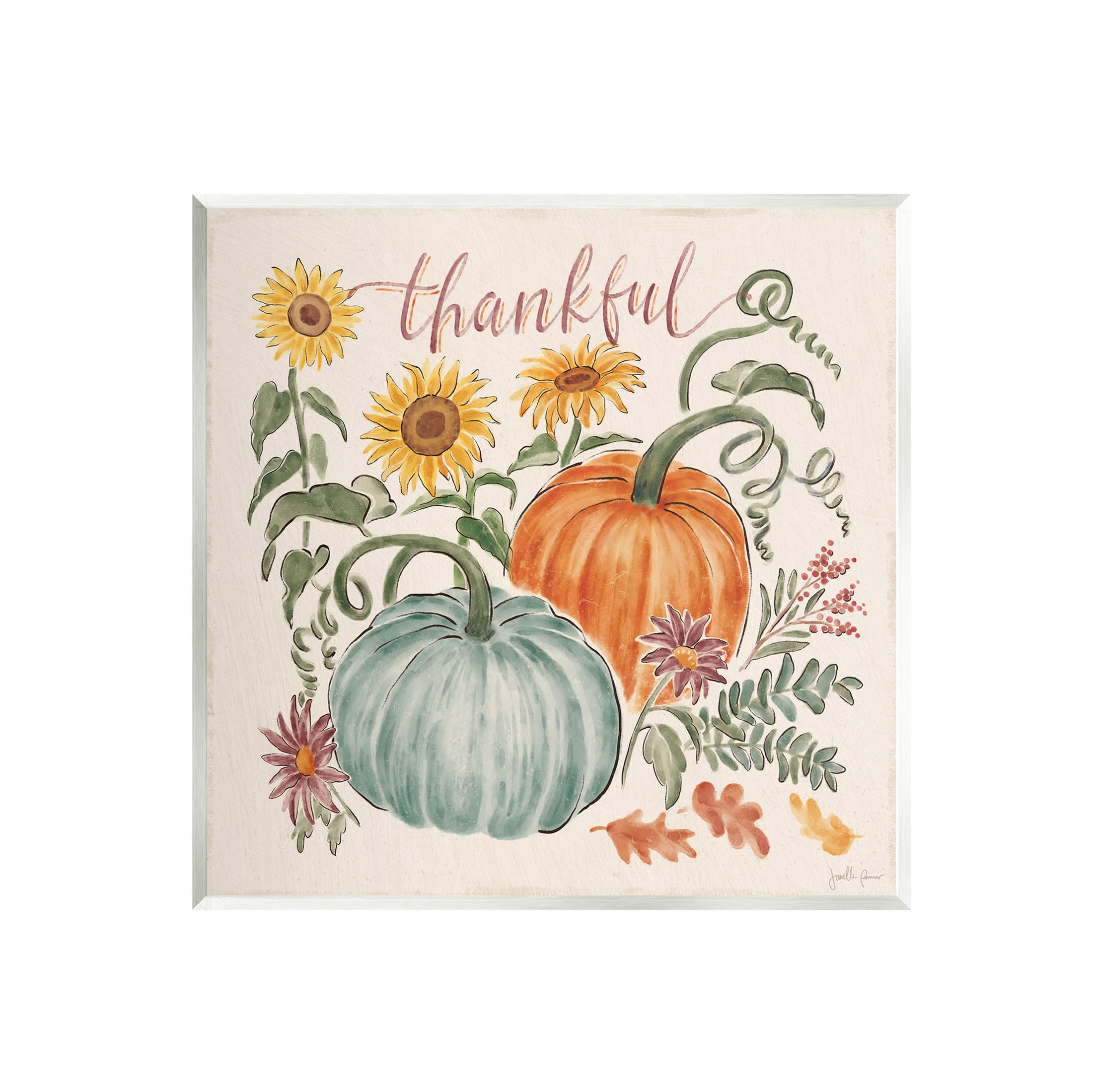 Stupell Industries Autumn Botanical Thankful Nature Graphic Art Unframed Art Print Wall Art, Design by Janelle Penner