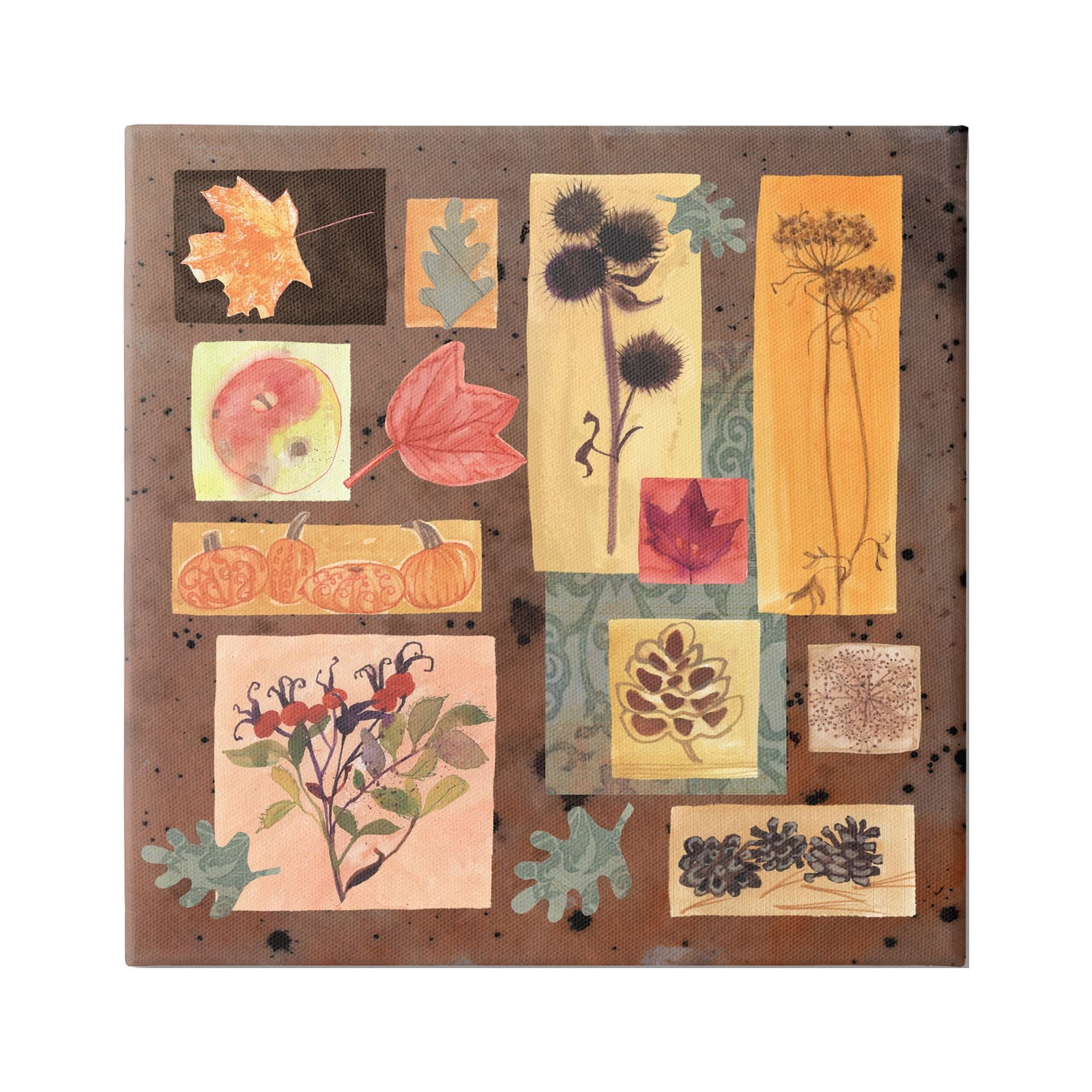 Stupell Industries Autumn Botanicals Pattern Holiday Painting Gallery Wrapped Canvas Art Print Wall Art, 30 x 30
