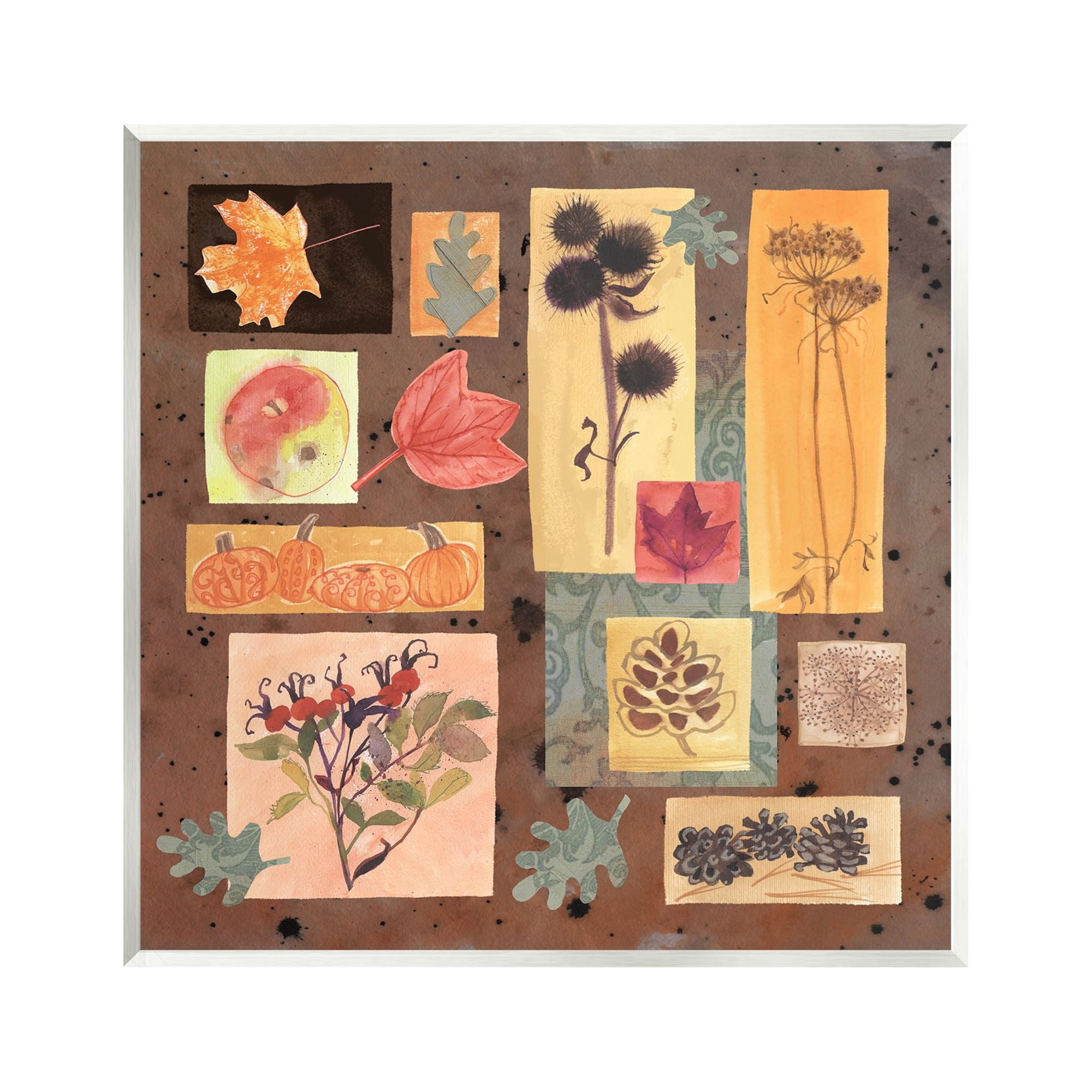 Stupell Industries Autumn Botanicals Pattern Holiday Painting Unframed Art Print Wall Art, 12 x 12