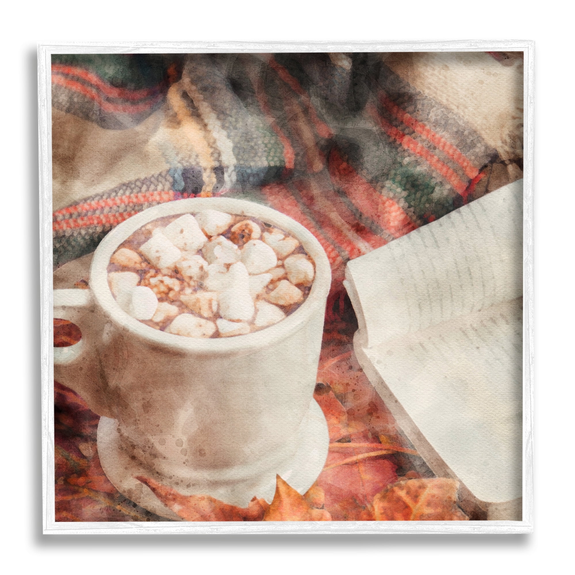 Stupell Industries Autumn Cocoa & Book Holiday Painting White Framed Art Print Wall Art, 24 x 24