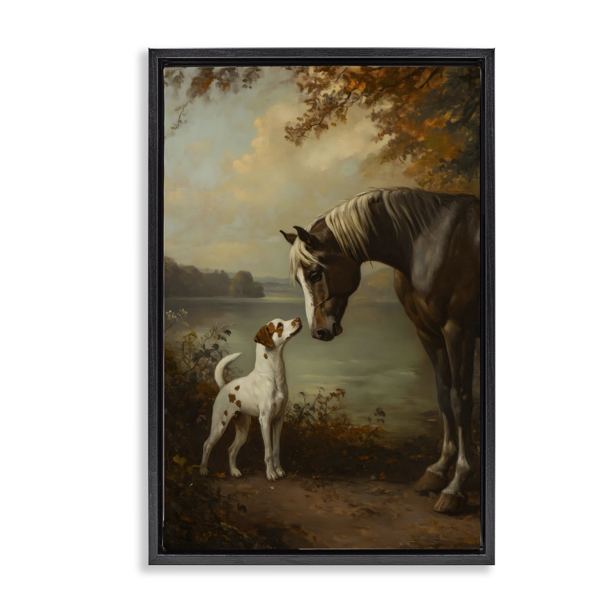 Stupell Industries Autumn Companions Hunting Party Black Framed Floater Canvas Wall Art, design by Petal Prints Design