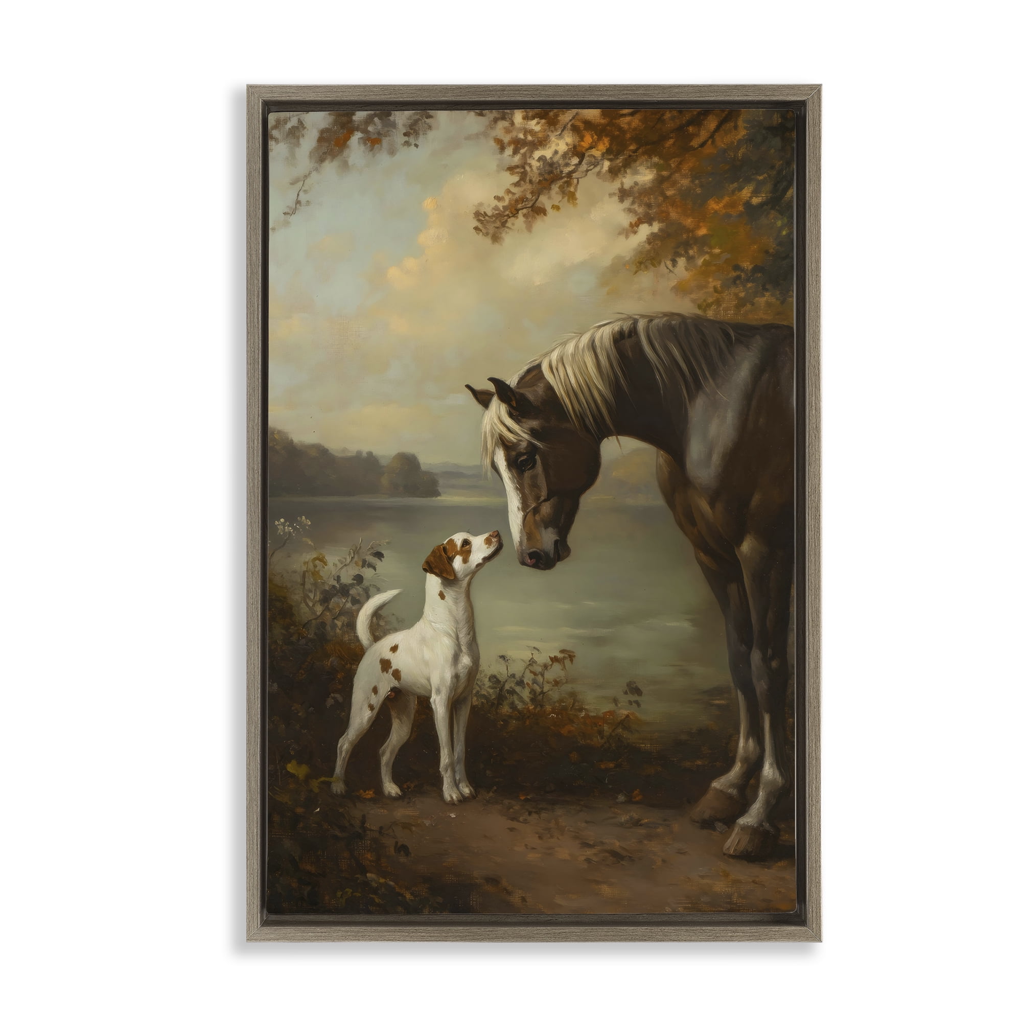 Stupell Industries Autumn Companions Hunting Party Brown Framed Floater Canvas Wall Art, design by Petal Prints Design