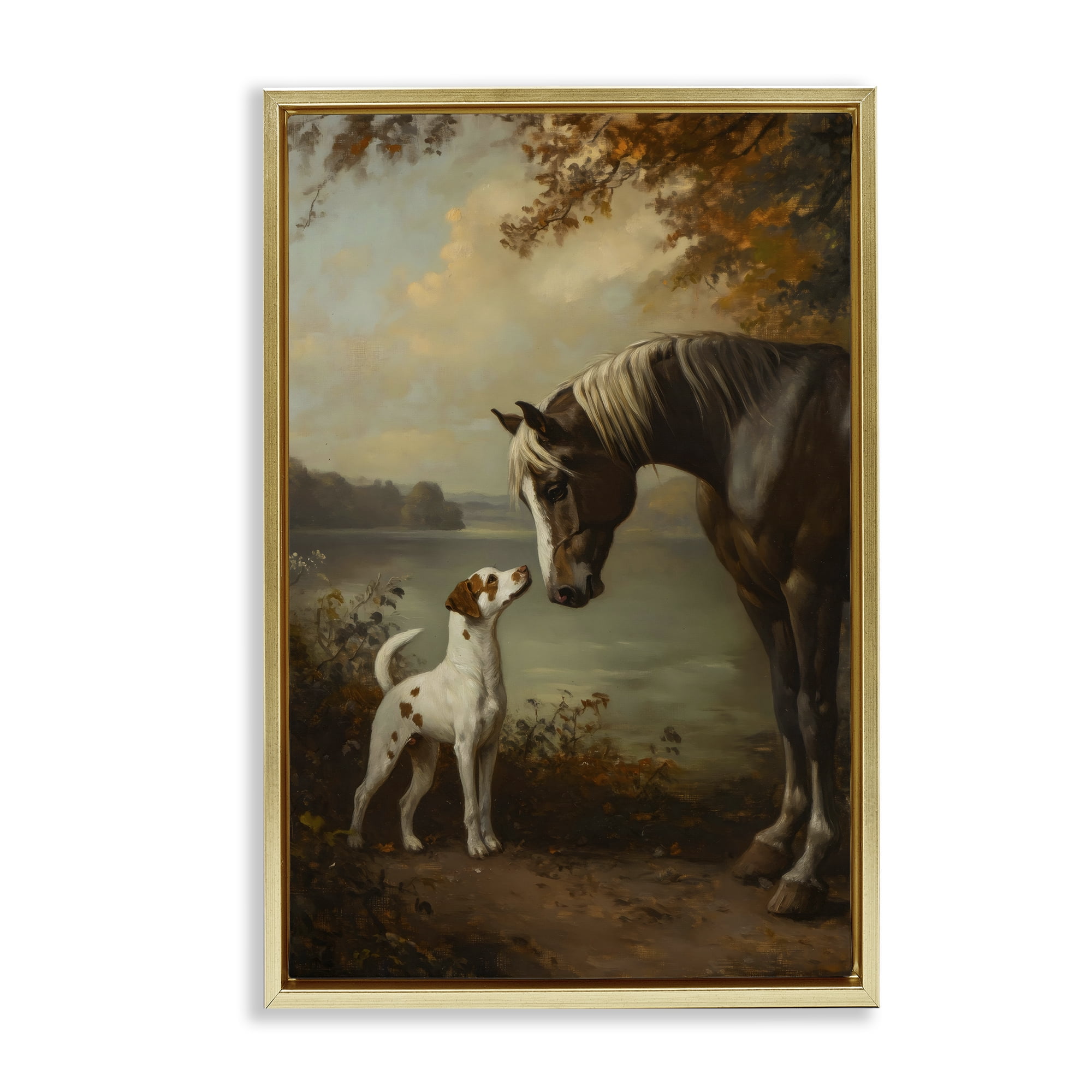 Stupell Industries Autumn Companions Hunting Party Gold Framed Floater Canvas Wall Art, design by Petal Prints Design