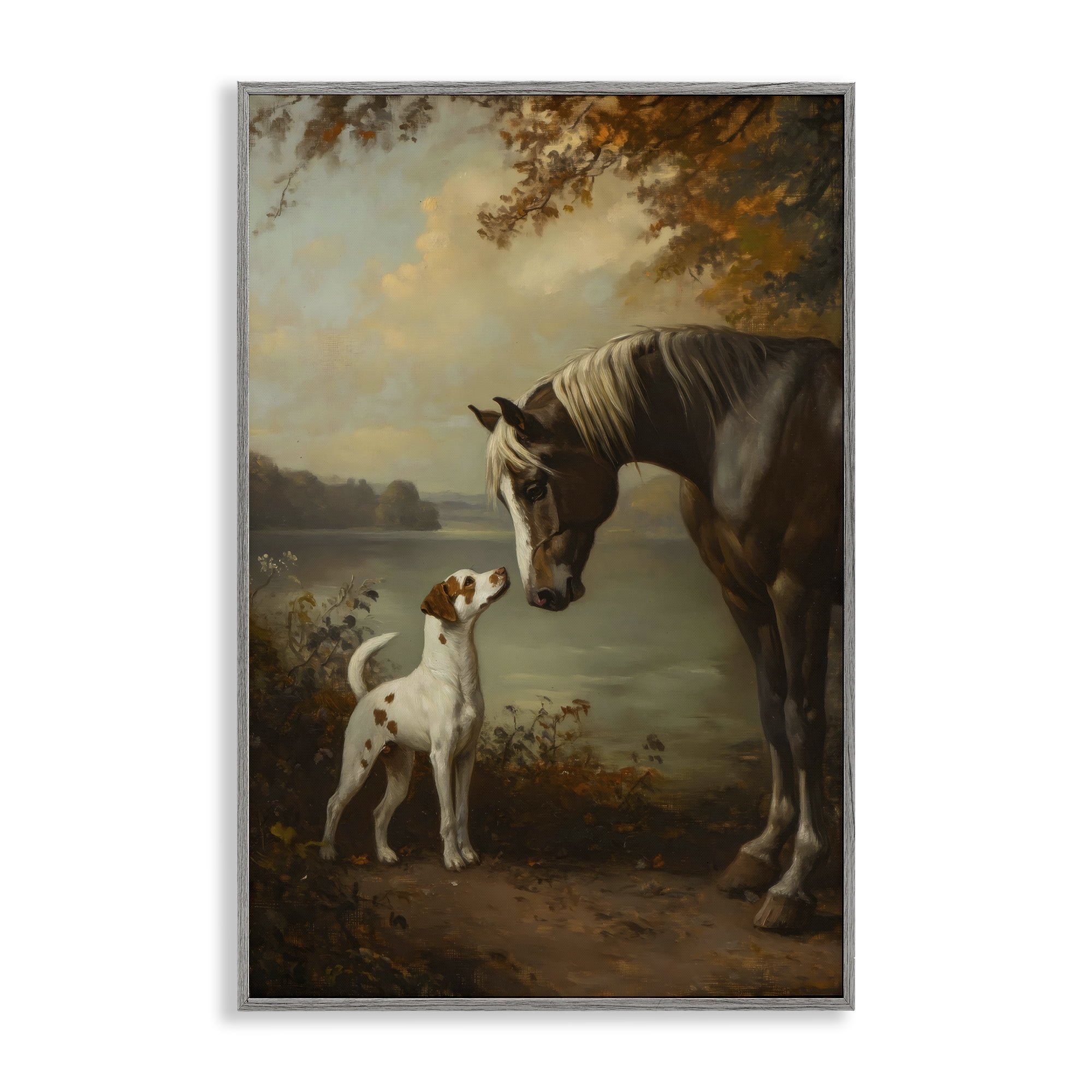 Stupell Industries Autumn Companions Hunting Party Gray Framed Giclee Art, design by Petal Prints Design