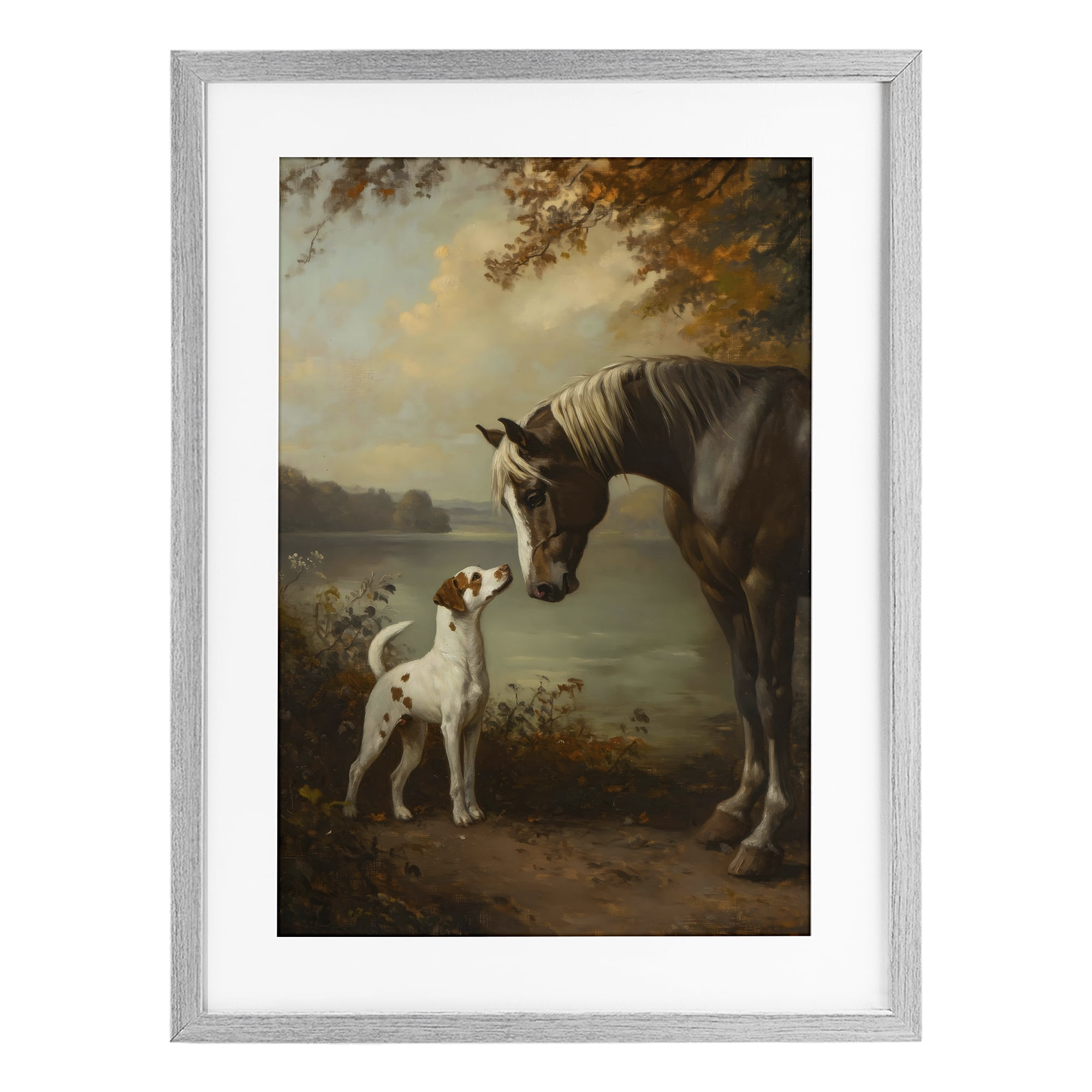 Stupell Industries Autumn Companions Hunting Party Gray Framed Print Under Glass, design by Petal Prints Design
