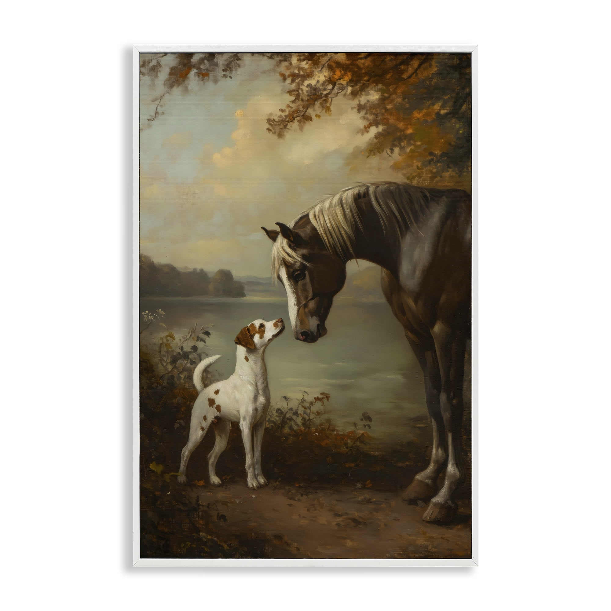 Stupell Industries Autumn Companions Hunting Party White Framed Giclee Art, design by Petal Prints Design