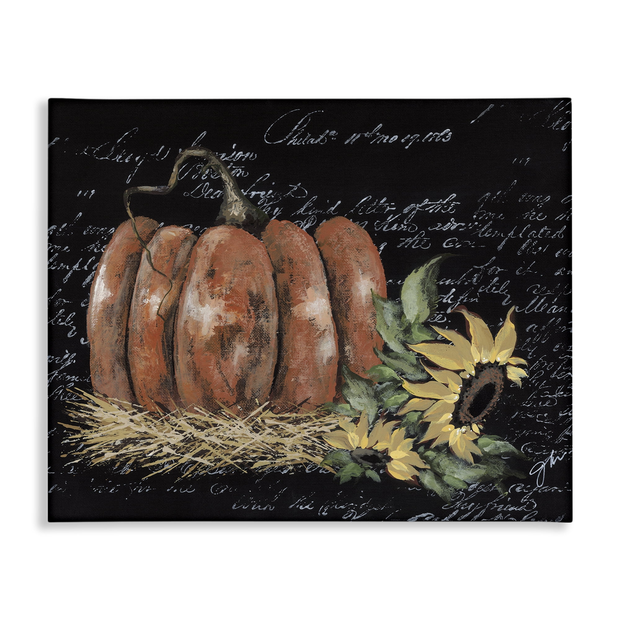 Stupell Industries Autumn Country Pumpkin Botanical & Floral Painting Gallery Wrapped Canvas Art Print Wall Art, 30 x 24