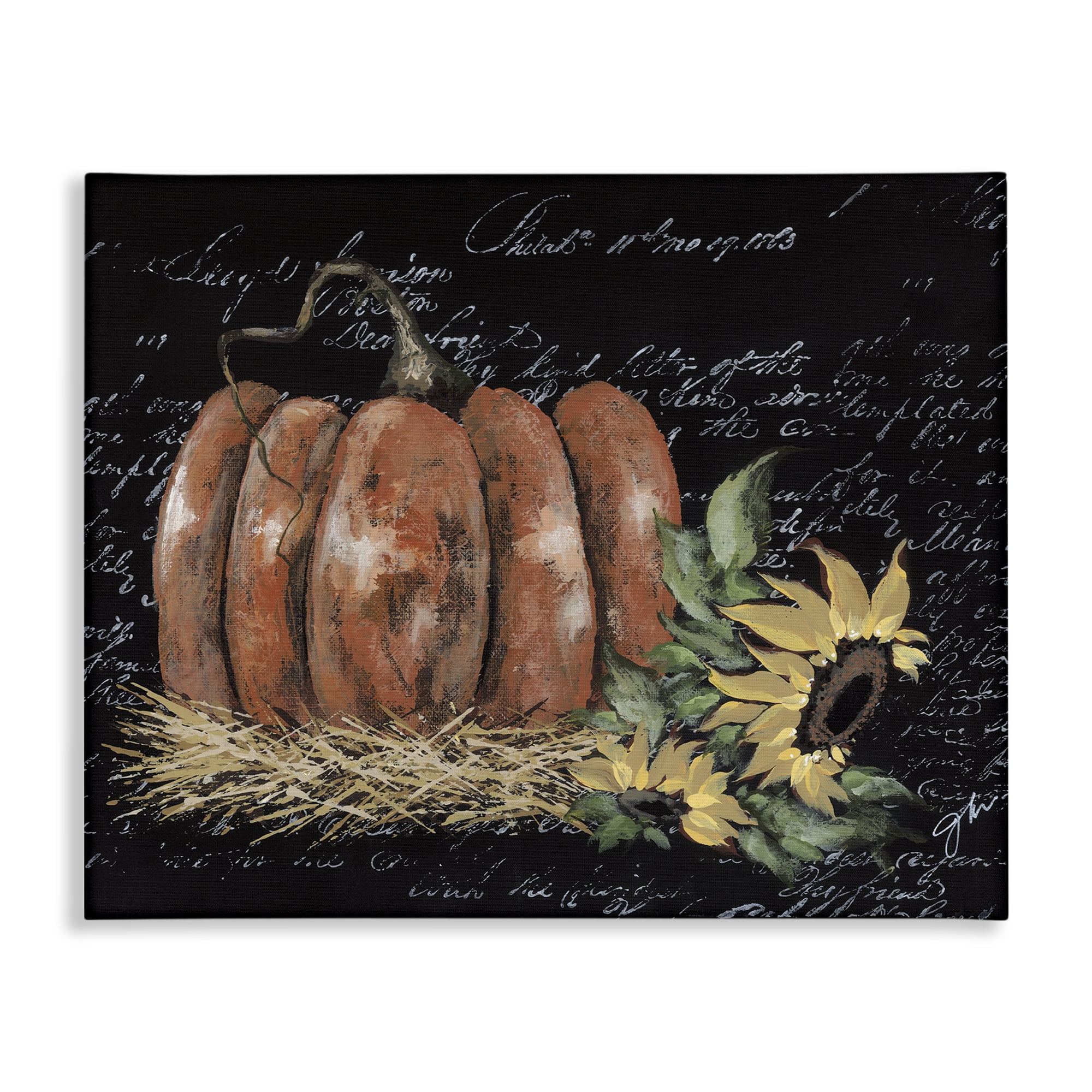 Stupell Industries Autumn Country Pumpkin Botanical & Floral Painting Gallery Wrapped Canvas Art Print Wall Art, 48 x 36