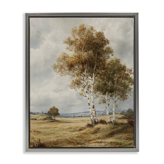 Stupell Industries Autumn Countryside Birch Gray Framed Floater Canvas Wall Art, design by LSR Design Studio