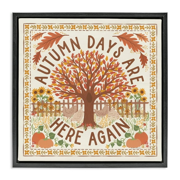 Stupell Industries Autumn Days Here Again Landscape Painting Black Floater Framed Art Print Wall Art, 18 x 18