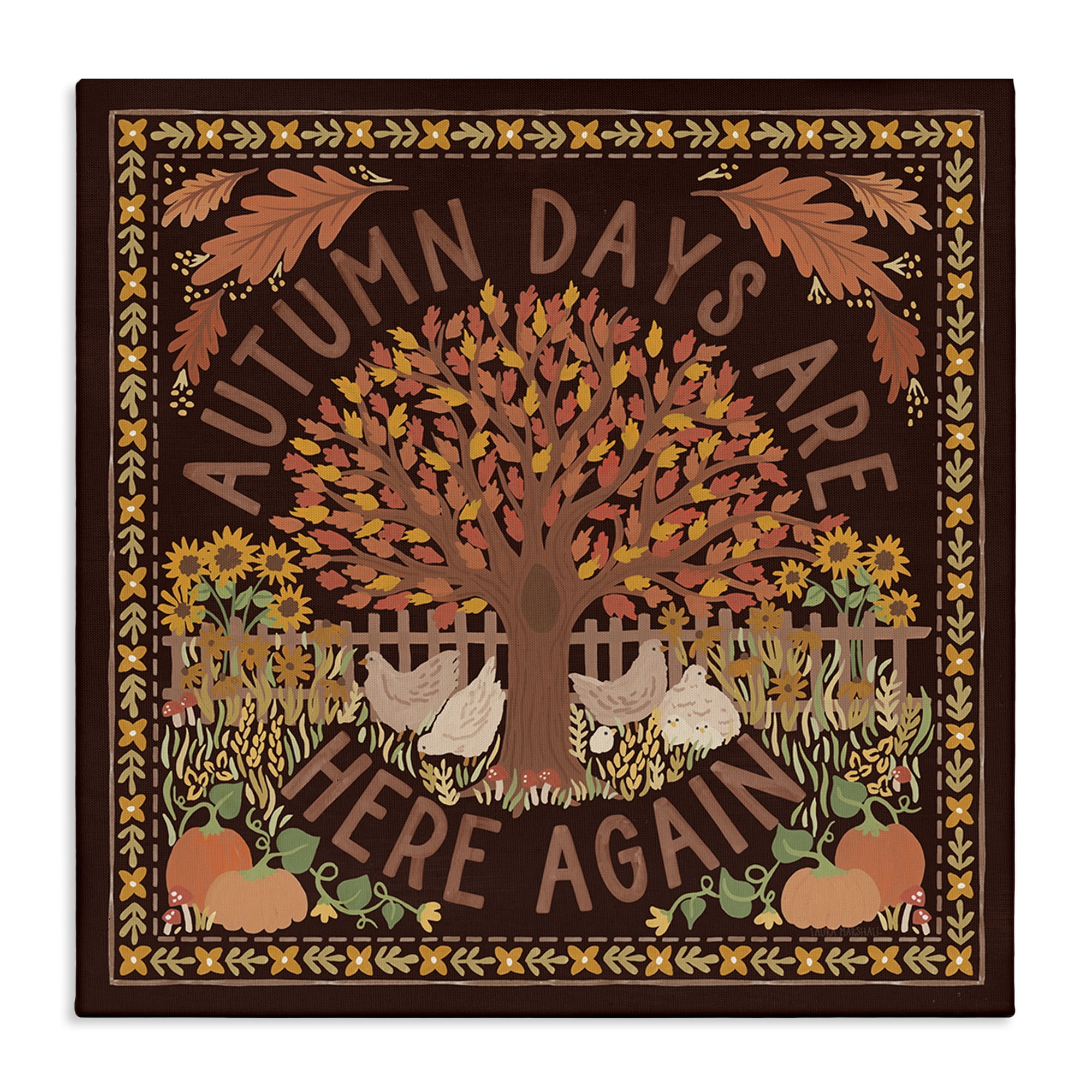 Stupell Industries Autumn Days on Brown Landscape Painting Gallery Wrapped Canvas Art Print Wall Art, 30 x 30