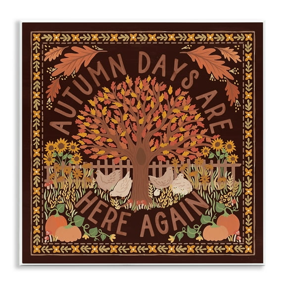 Stupell Industries Autumn Days on Brown Landscape Painting Unframed Art Print Wall Art, 12 x 12