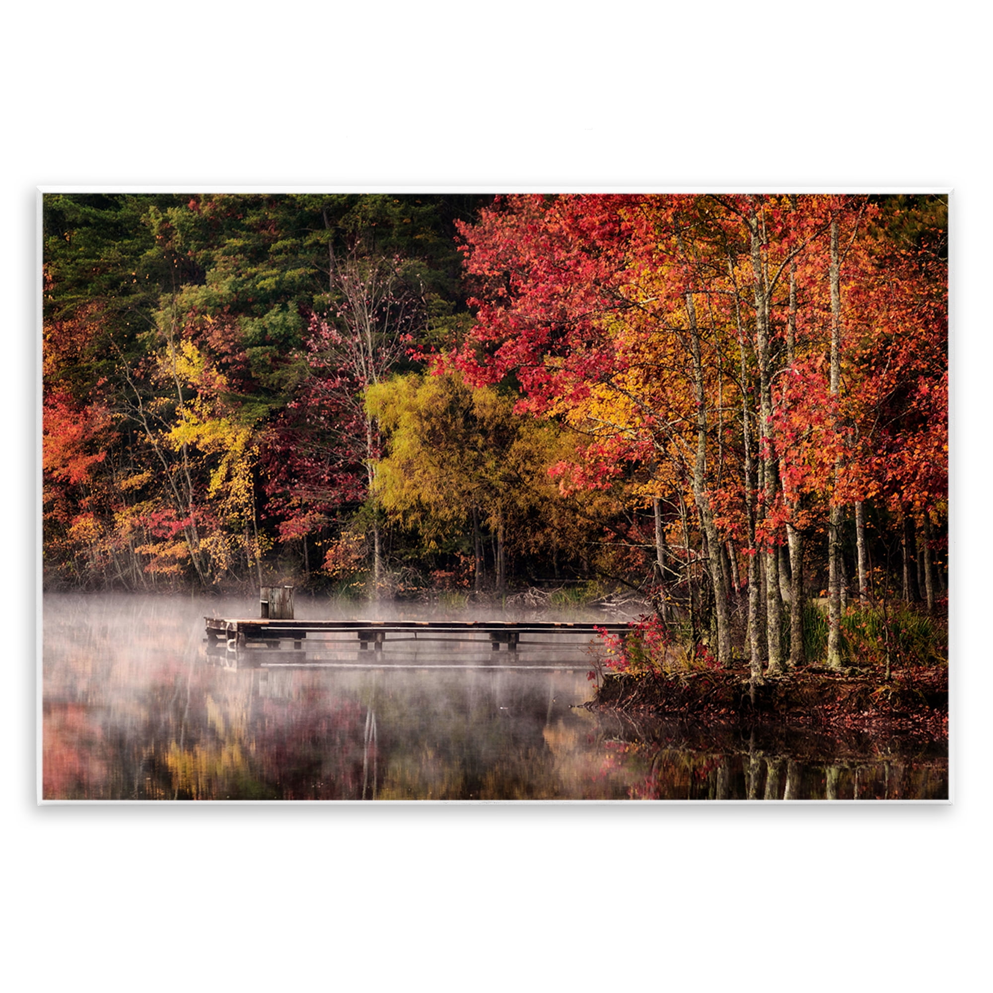 Stupell Industries Autumn Dock Landscape Landscape & Nature Photography Unframed Art Print Wall Art, 19 x 13