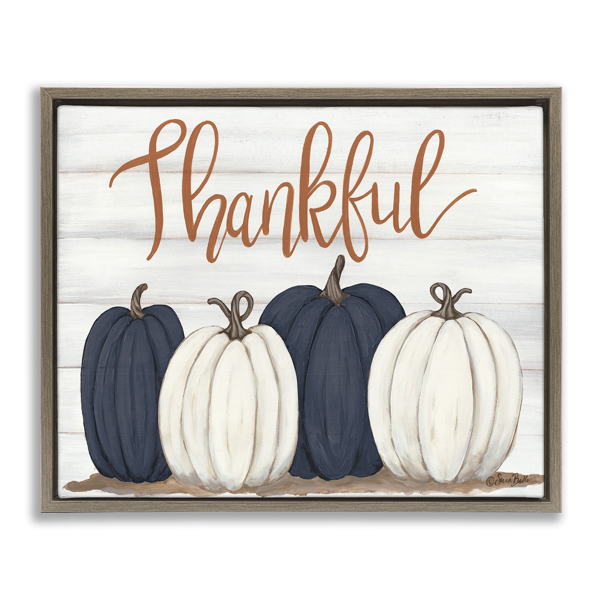 Stupell Industries Autumn Farm Pumpkin Harvest Typography Painting Brown Floater Framed Canvas Art Print Wall Art, 21 x 17
