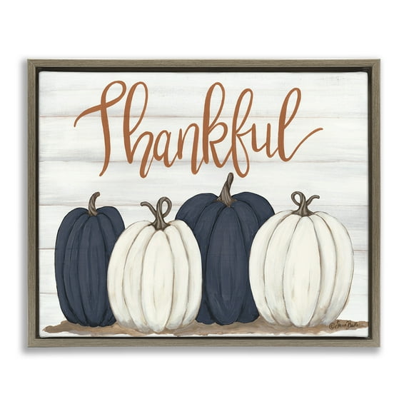 Stupell Industries Autumn Farm Pumpkin Harvest Typography Painting Brown Floater Framed Canvas Art Print Wall Art, 31 x 25